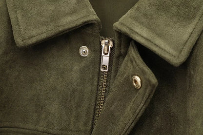 MUJER Faux Suede Bomber Jackets for Women Zip Oversized Jacket Woman Outerwears Padded Varsity Jackets Streetwear Women's Coats