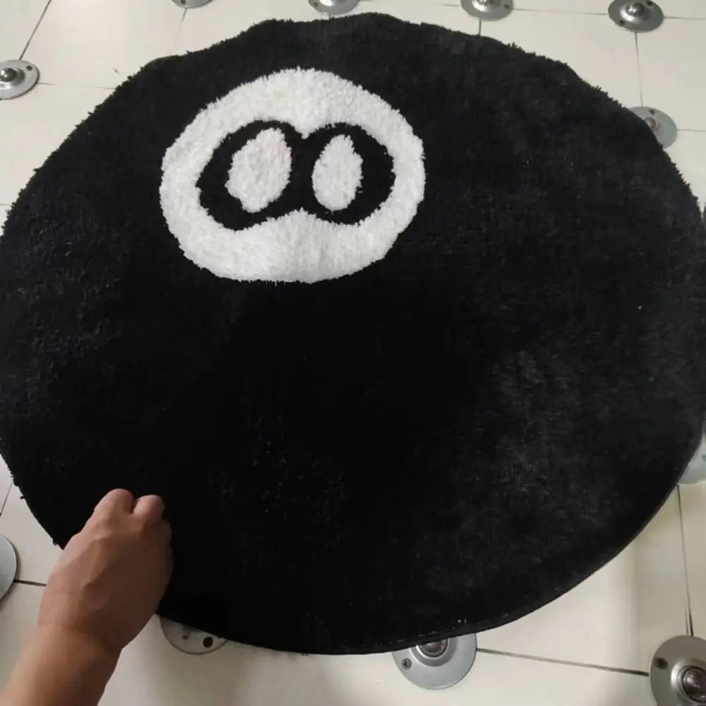 Creative 8 Ball Rug Indoor Home Decoration Spooky Halloween Gifts 8 Ball Accent Round Tufting Soft Rug Horror Movie Mat