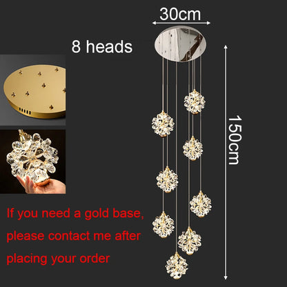 Modern Crystal stair chandelier lights indoor lighting Ceiling lamp hanging light led Chandeliers for living room indoor lightin