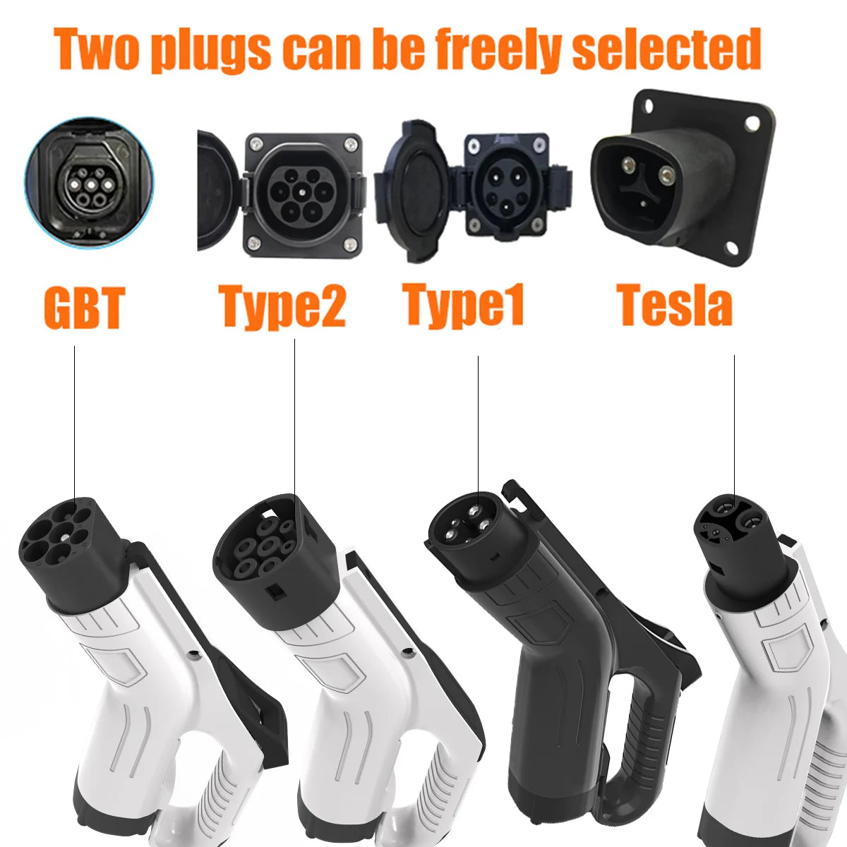 WUFEN EVSE Wallbox EV Car Charger Electric Vehicle Double-gun Wall-Mounted Charging Pile 14KW Type2 GBT Type1 NACS Cable