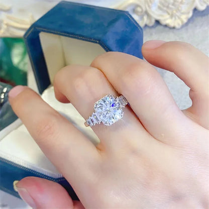 100% original certified PT950 white gold ring 3 carat D color moissanite ring AU750 white gold  with certificate with black card