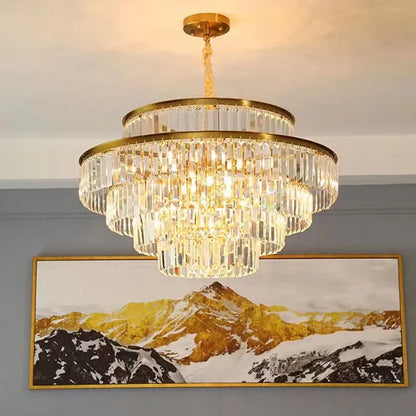 Modern Luxury Crystal Chandelier Gold Ceiling Pendant Lights for Living Room Chandeliers Villa Kitchen Decoration Round Lamp