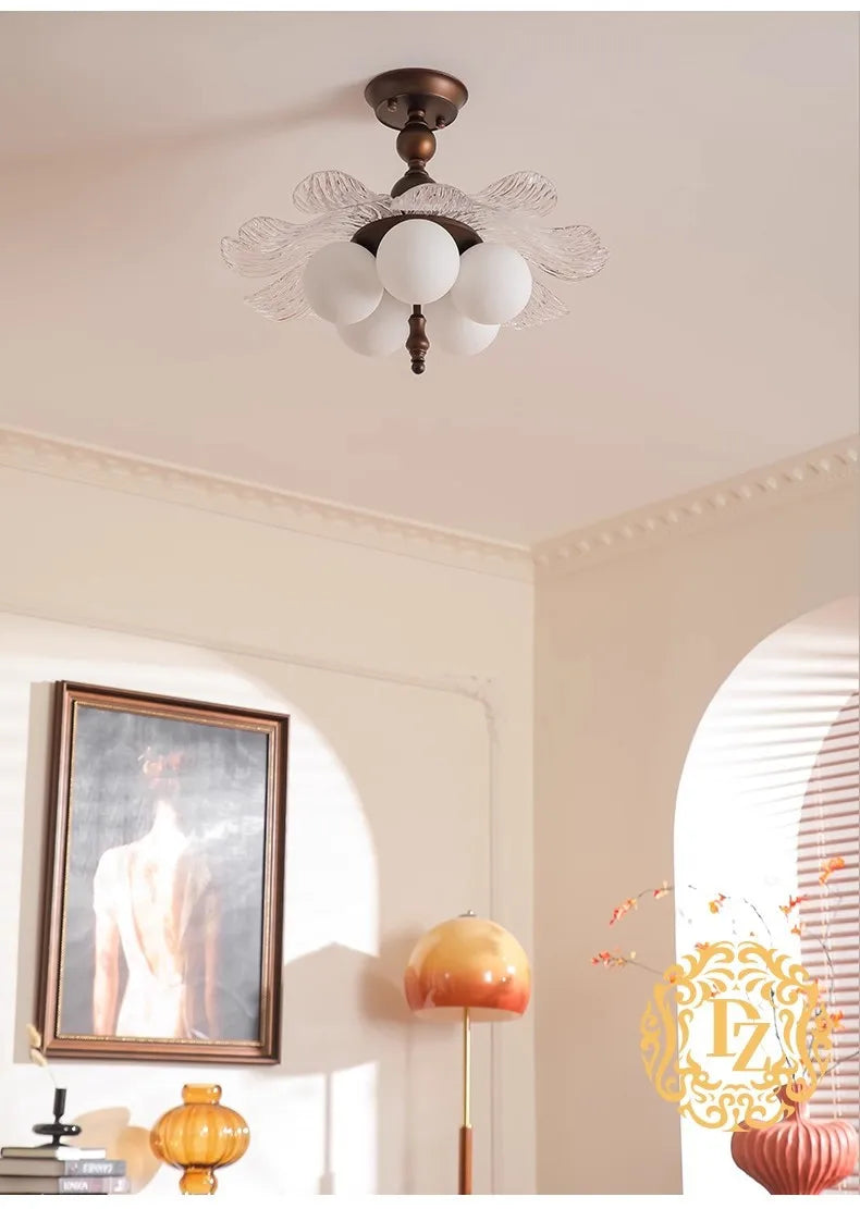 French Ceiling Lamp American Retro Bedroom Chandelier Lights Study Room Master Bedroom Lamp Suspension Luminaire