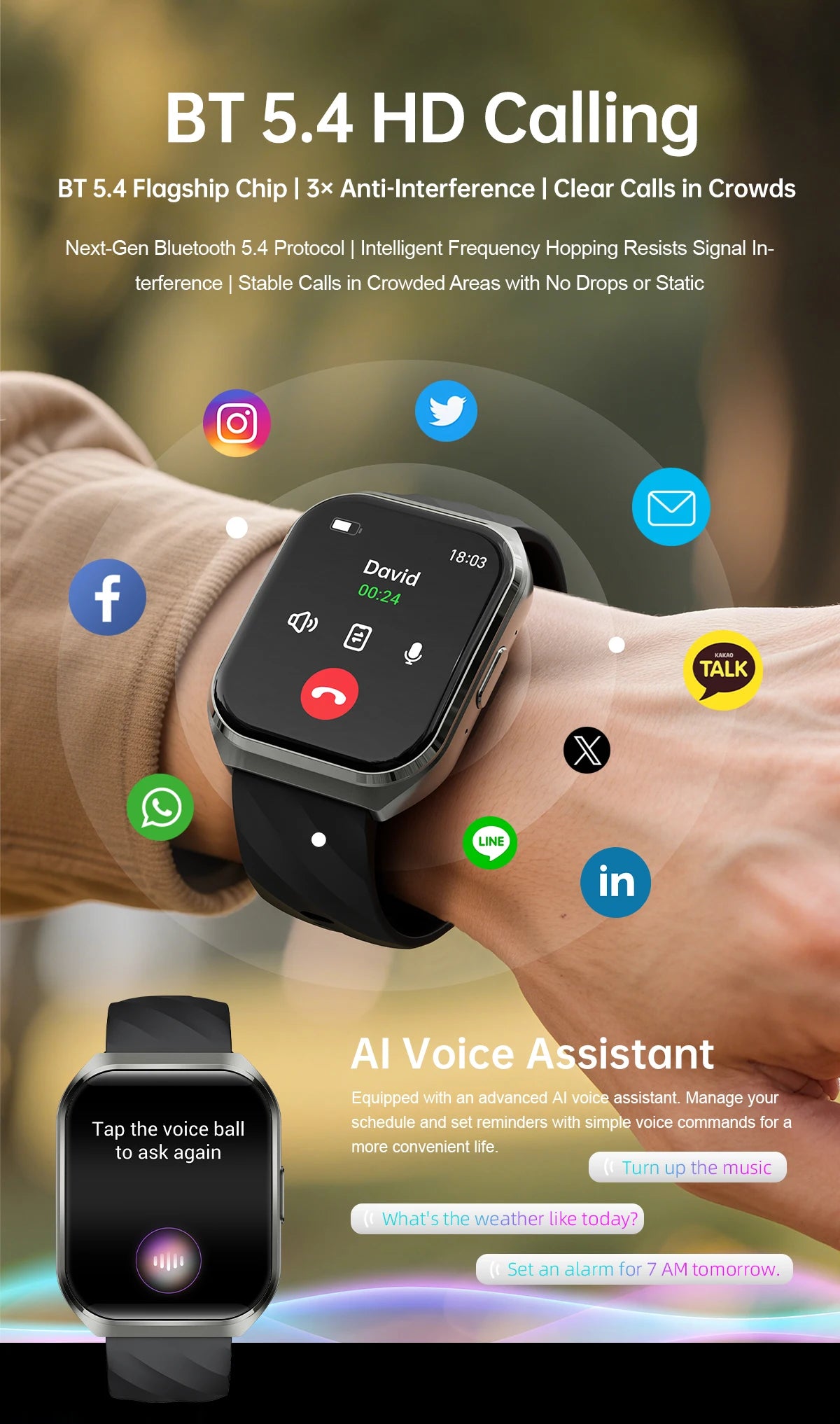 New Smart Watch Man 1000mAh Long Standby Outdoor Smartwatch Men IP68 Waterproof Heart Rate Sport BT Call Big Battery Smart Watch