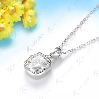 Kuololit 2.5CT Moissanite Cushion Cut Necklace for Women Solid 585 14K 10K White Gold Necklace for Christmas Gifts Engagement