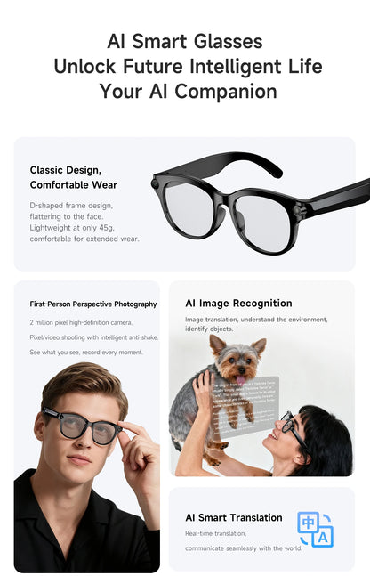 2026 AI Smart Glasses AI Translation Sunglasses Bluetooth Calling Music Player Camera Control Vedio Recording Glasses Men Women