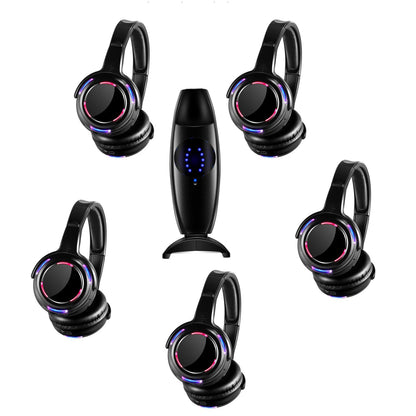 LED Transmitter Silent Disco Headphones for Quiet Events Parties Meetings Yoga - Adjustable Volume Wireless Music Headsets