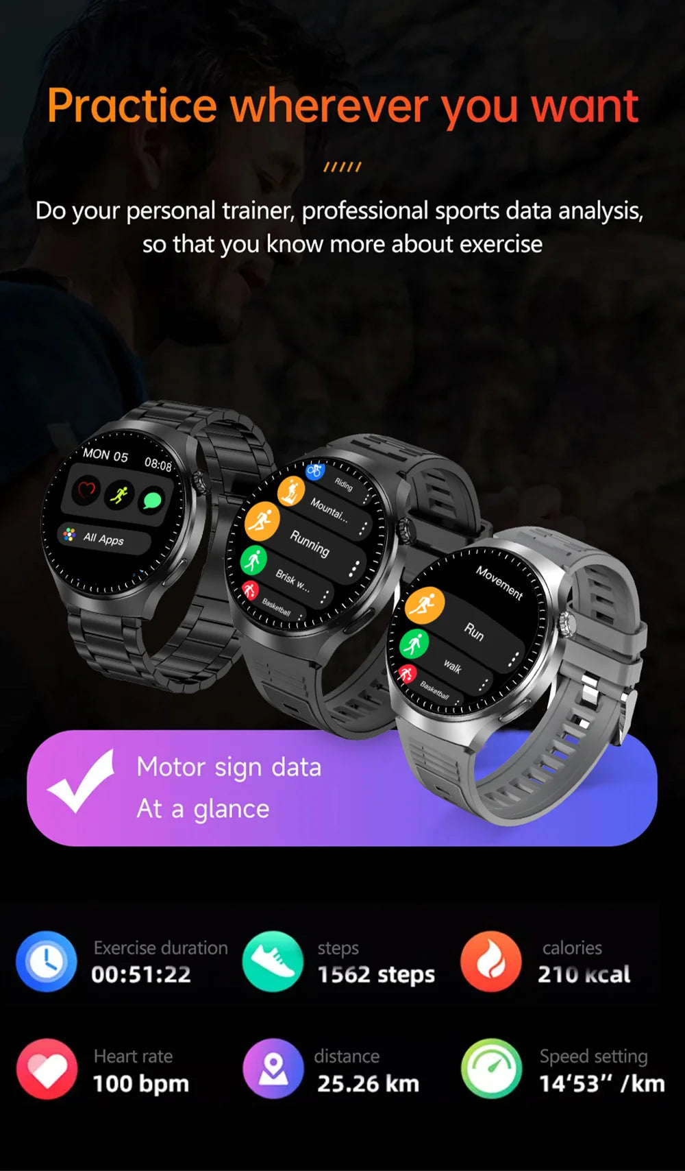 LAXASFIT 1.52" HD Smart Watch Game Dial Dynamic Dial Bluetooth Call Voice Assistant Fitness Tracker Wireless Charging