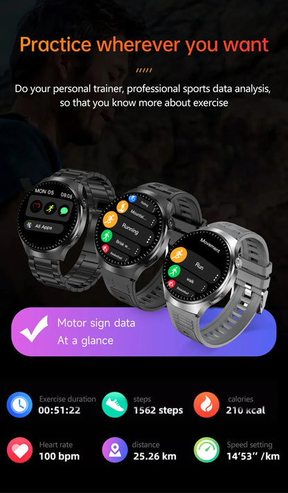 LAXASFIT 1.52" HD Smart Watch Game Dial Dynamic Dial Bluetooth Call Voice Assistant Fitness Tracker Wireless Charging