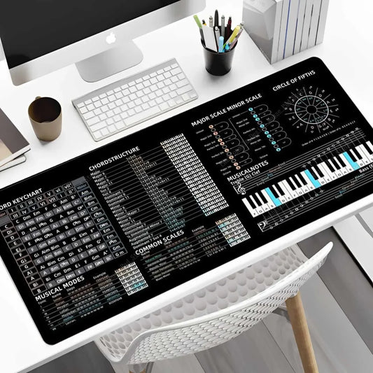 Music Theory Shortcuts Mouse Pad XXL 90x40cm DAW Hotkeys Non-Slip Desk Mat for Logic Pro/Ableton Producers & Composers
