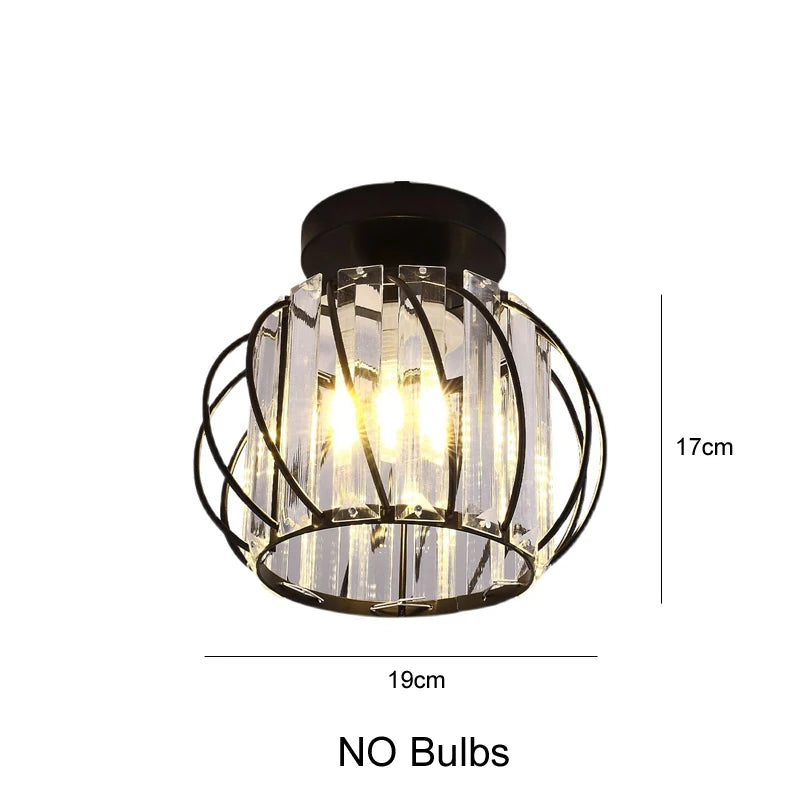 E27 Retro Ceiling Lamps Black Industrial Light Fixture Vintage Semi Flush Mount Ceiling Lights Porch Hallway Stairway Mini Metal