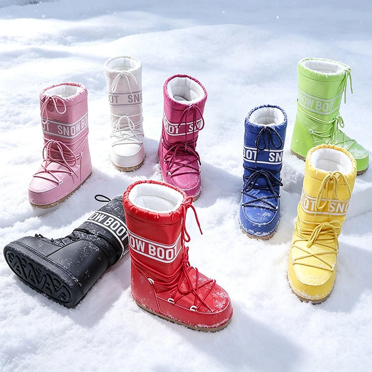 2026 New Women High‑Tubed Moon Boots Space Snow Boots Round‑Toe Lightweight Thick‑Sole Warm Insulated Skiing Winter Outdoor Cott