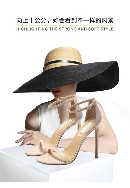 Luxury Brand Heeled Sandals Summer Gladiator Buckle Strap Elegant Slingbacks High Heels Sexy Classic Ladies Prom Shoes Women