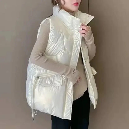 Down Waistcoat Woman Half Quilted Loose Short Winter Clothing Puffer Vest for Women Casual New Outerwear Insulated Coats on Sale