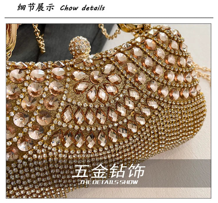Super Exquisite Diamonds Frame Handbags Gold Silver Hasp Chains Designer New Style Shoulder Bags for Women 2025 Fashion Party