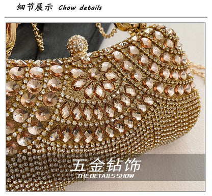 Super Exquisite Diamonds Frame Handbags Gold Silver Hasp Chains Designer New Style Shoulder Bags for Women 2025 Fashion Party