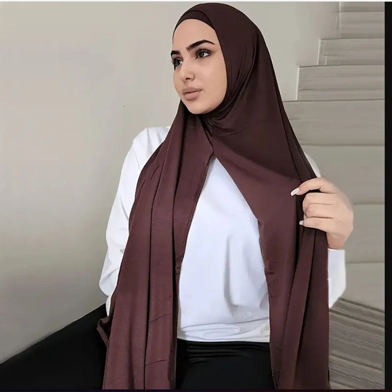 Instant Hijab Scarf for Women Muslim Easy To Wear Jersey Head Scarf Wrap Thin Breathable Soft Sunscreen Pullover Head Wrap