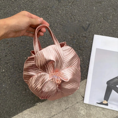 Innovative Chinese-Style Floral Bucket Bag Drawstring French Mini Tote Bag Flower Bucket Purse Women Luxury Designer Handbags