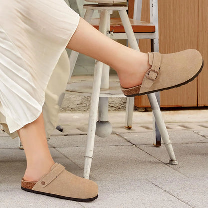 Litfun New Fashion Women's Clogs with Adjustable Strap Cork Footbed Leather Mules with Arch Support Unisex Outdoor Potato Shoes
