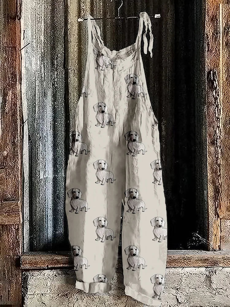 Suspenders Jumpsuits Women Print One Piece Pocket Overalls Sling Long Pants Casual Loose High Waist Rompers Y2k Streetwear 2025