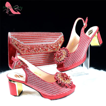 Mature Italian Women Shoes Matching Bag Set in Green Color 7 CM Comfortable Heels with Plaform Elegant Peep Toe Sandals
