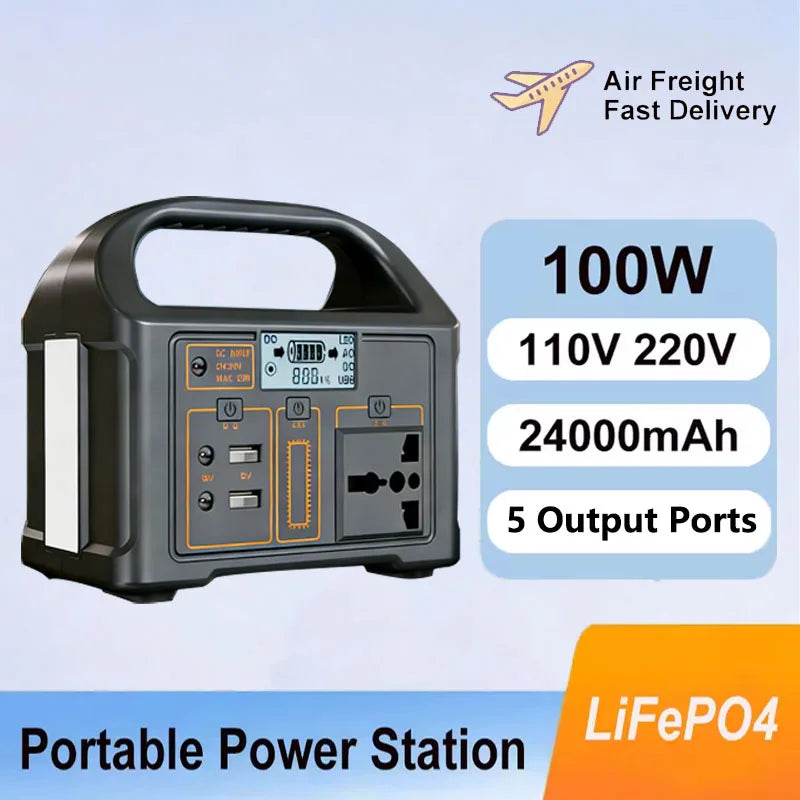 Portable Solar Power Station 500W 460Wh 300W, LiFePO4 Battery 220V EU Outdoor, BMS Storage System, Power Bank and UPS Function