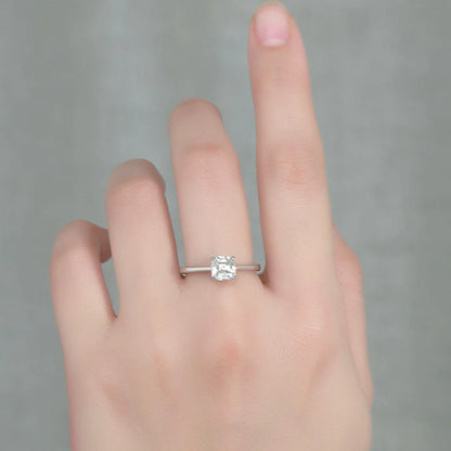 Genuine S925 Sterling Silver 1CT 6mm Asscher Cut Moissanite Sparkling Brilliant Cut Elegant Ring for Women Wedding Engagement An