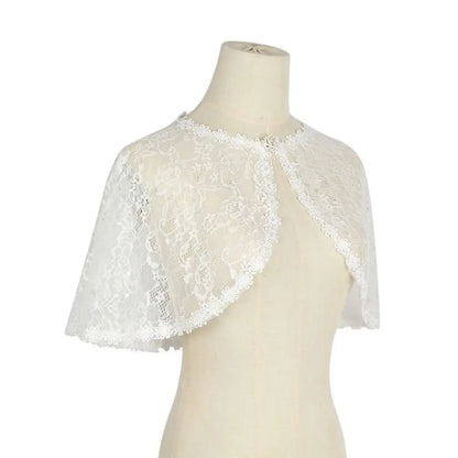 Floral Lace Lace Shoulder Wrap Thin Fabric Hollow Out Bridal Shawl Floral Pattern Diamond Embedded Wedding Capelet Bridal