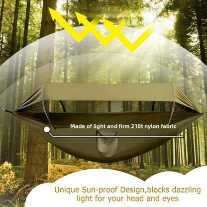 New Arrival Outdoor Double Hammock with Anti-flip Design, Automatic Speed Open Swing, Mosquito Net, Sunshade Canopy