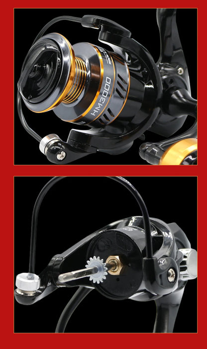 ROOBLINOS HM Spinning Reel 5.2:1 Gear Ratio 22lb Max Drag Metal Bearings Smooth Fishing Reel for Freshwater Saltwater