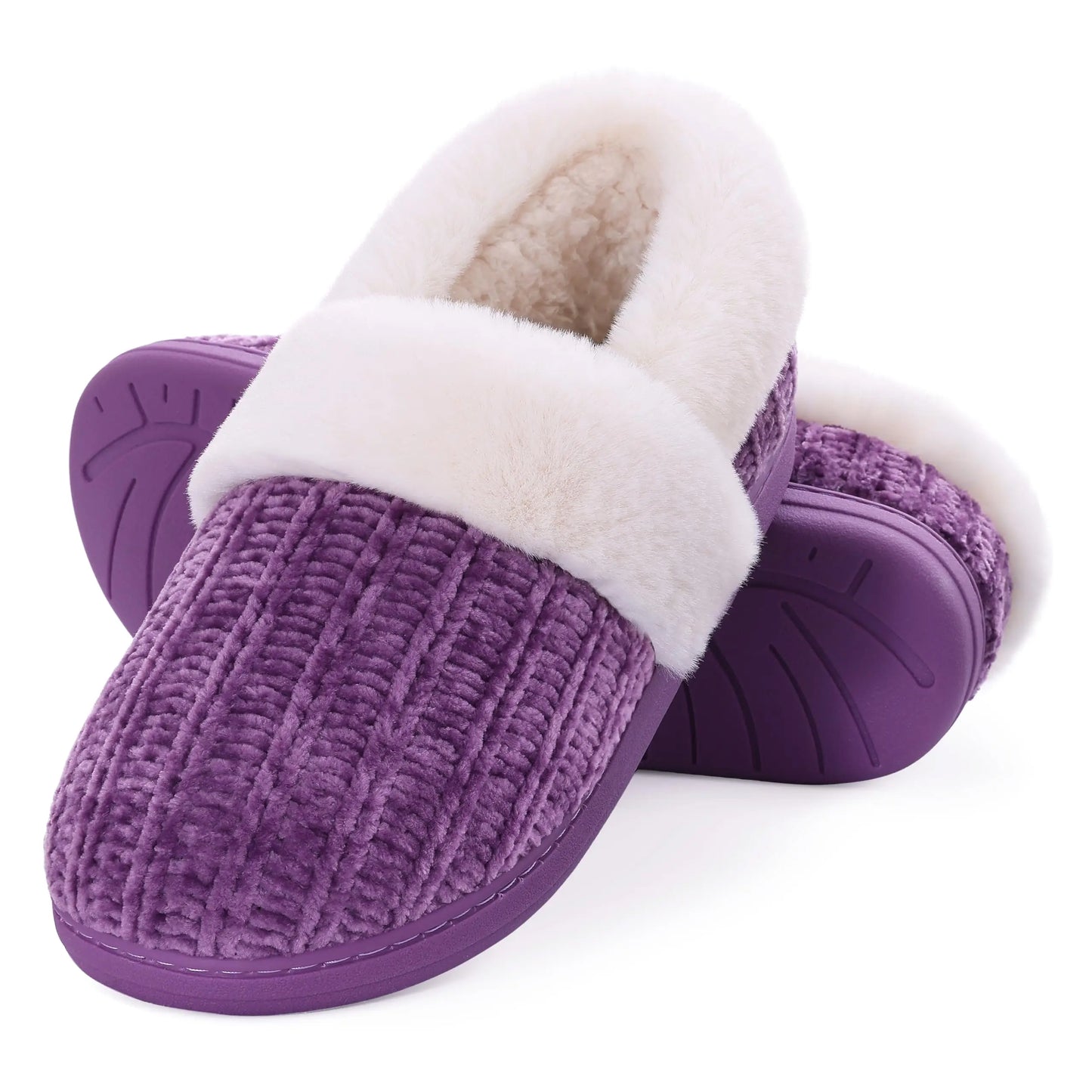 Pallene Winter Women's Fur Slippers Soft Sole Memory Foam Indoor Cotton Shoes Plush Lining Knit Slides Fluffy Men House Slippers
