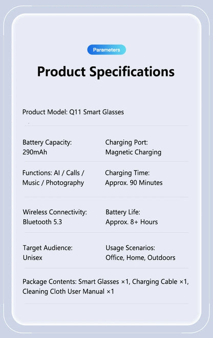 AI Smart Glasses Translation Glasses 8MP HD Camera 4K Shooting Image Bluetooth Call Recording Music Photo Recognition Sunglasses