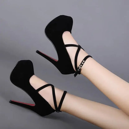 High-heeled Shoes Spring New Style Pointy Shoes Belt Buckle High-heeled Shoes Fashion Sandals Women's Size 35-42