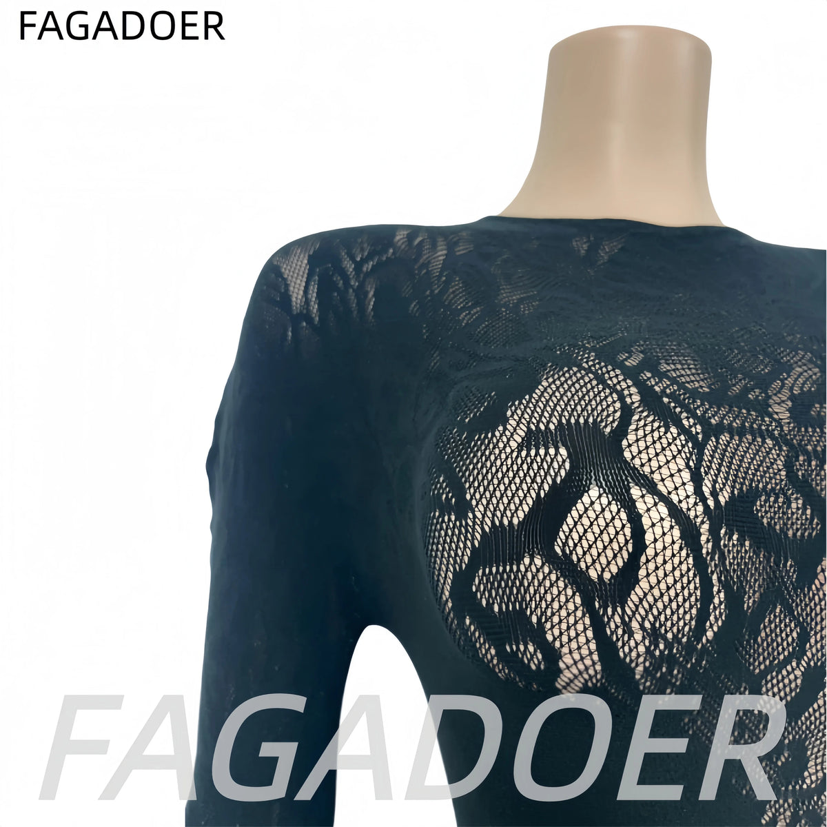 FAGADOER Sexy Knitted Patchwork Bodycon Jumpsuits Hot Girl Black See Through Hollow Out Romper Summer Night Party Club Playsuits