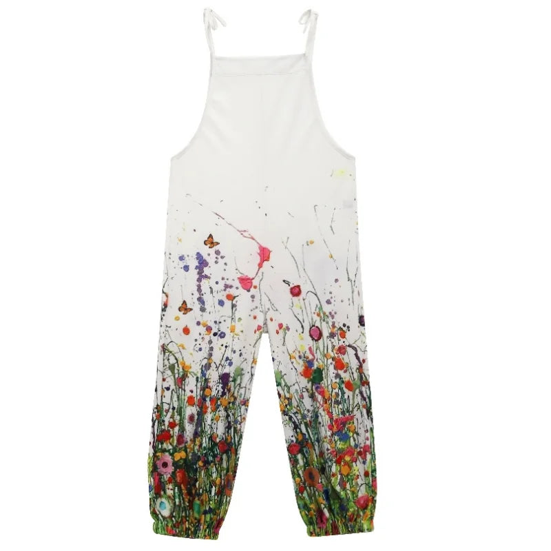 New Fashion 3D Printed Women's Jumpsuit Spring And Summer Breathable New Suspenders Home Comfort Adjustable Back Pants