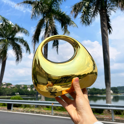 Golden Evening bag Purses and handbag luxury Designer shoulder bags moon bag Party Wedding Round Acrylic Shiny  Clutch purse
