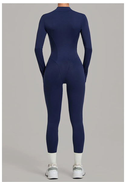 Zipper Jumpsuits for Woman No Padding Sports Overalls for Women Long Sleeve Gym Clothes Woman Activewear 2026 Purple Coffee XL