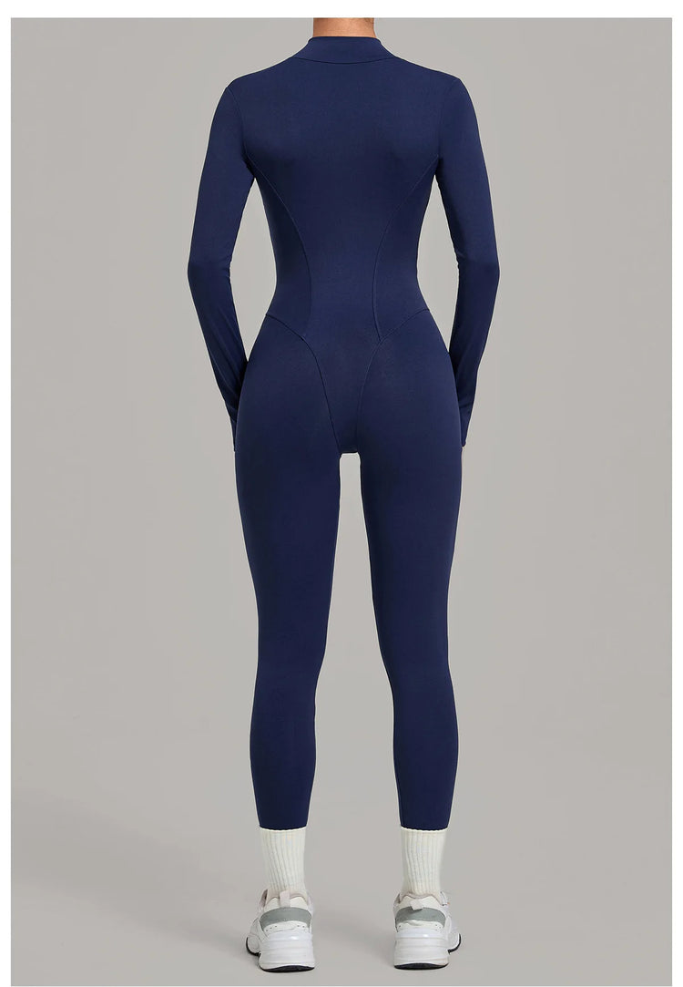 Zipper Jumpsuits for Woman No Padding Sports Overalls for Women Long Sleeve Gym Clothes Woman Activewear 2026 Purple Coffee XL