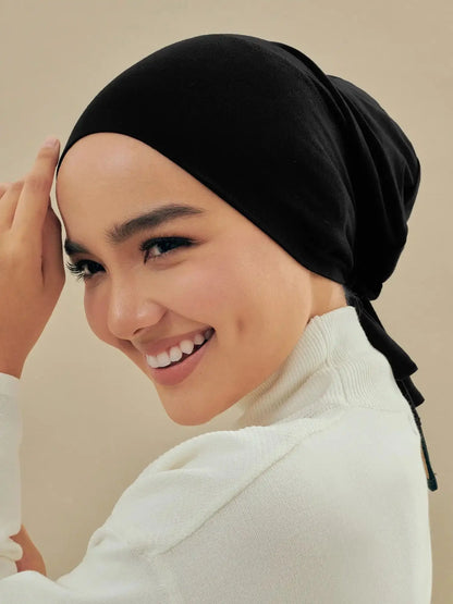 82 Colors Tie-Back Undercaps Fashion Women's Inner Hijab Muslim Cap Bonnet Plain Islamic Cotton Spandex Jersey DEW Underscarf
