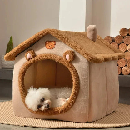 Winter Folding Pet House Kennels for Small to Medium Dogs And Cats Beds Maternity Puppy Baskets Soft Cozy Warm Shelter Mat Pet
