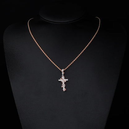 NUOYA Luxury Moissanite 925 Sterling Silver Pendant Necklace Thorn Wrapped Cross/Pray Pendant Pass Diamond Test Fine Gift