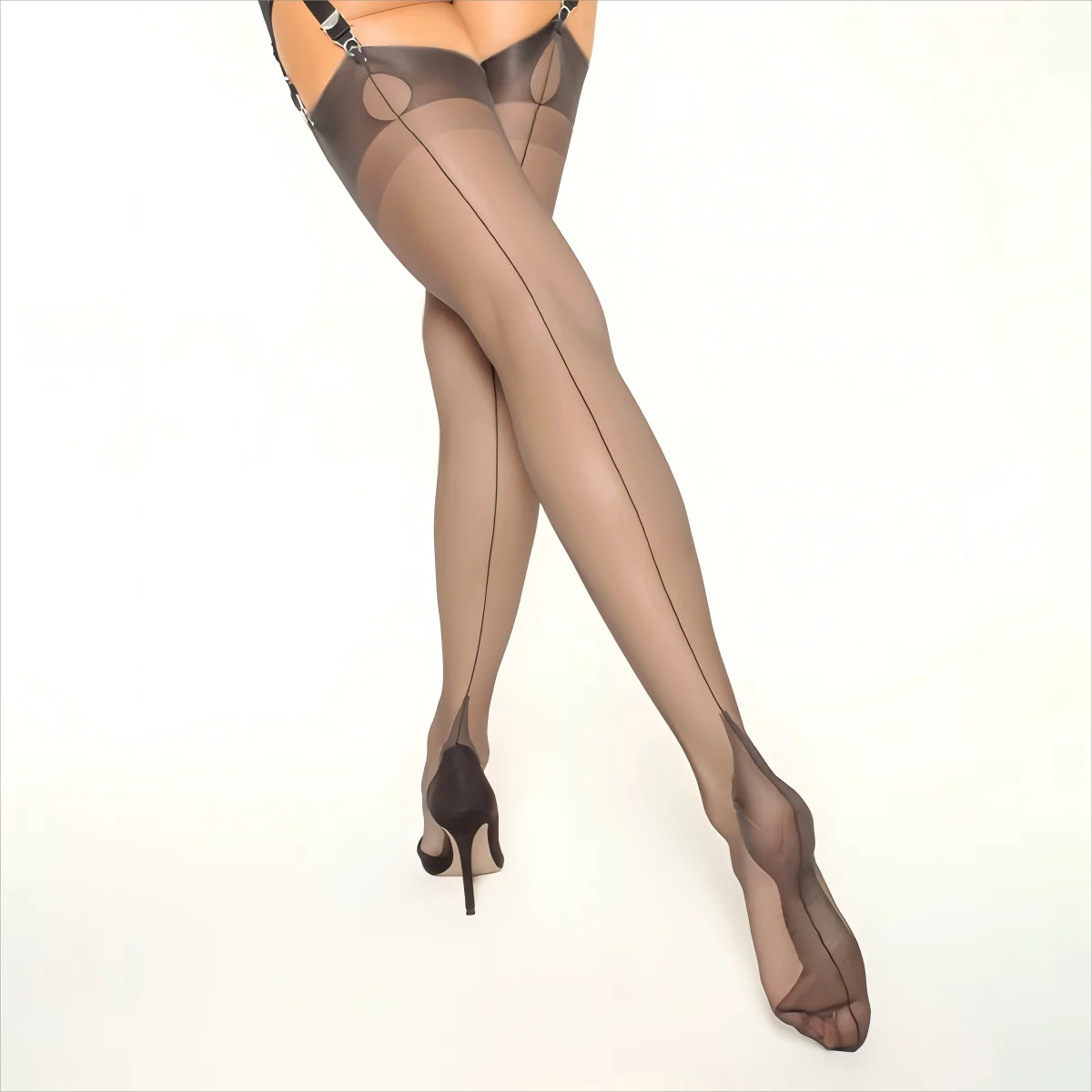 Luxury Polyamide 80% Thigh High Stockings for Women, 8 Denier, Solid Color, Knit Fabric, Back Seam, Elegant & Sexy