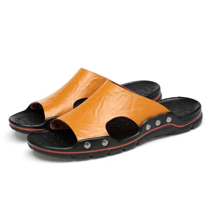 Men Summer Slippers Breathable Luxury Sandals Shoes Beach Classics Leather Mens Slippers Outdoor Flip Flop Indoor Slides Man