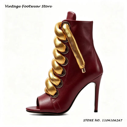 Bold Shoelace Stiletto Ankle Boots Round Open Toe Thin Heels Casual Shoes Women's Spring Autumn Fashion Street Style Booties