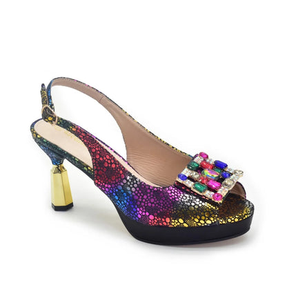 Luxury Rhinestone Shoe and Bag Set High Heel Peep Toe for Special Occasions Nigerian Women's Shoes & Matching Handbag Set