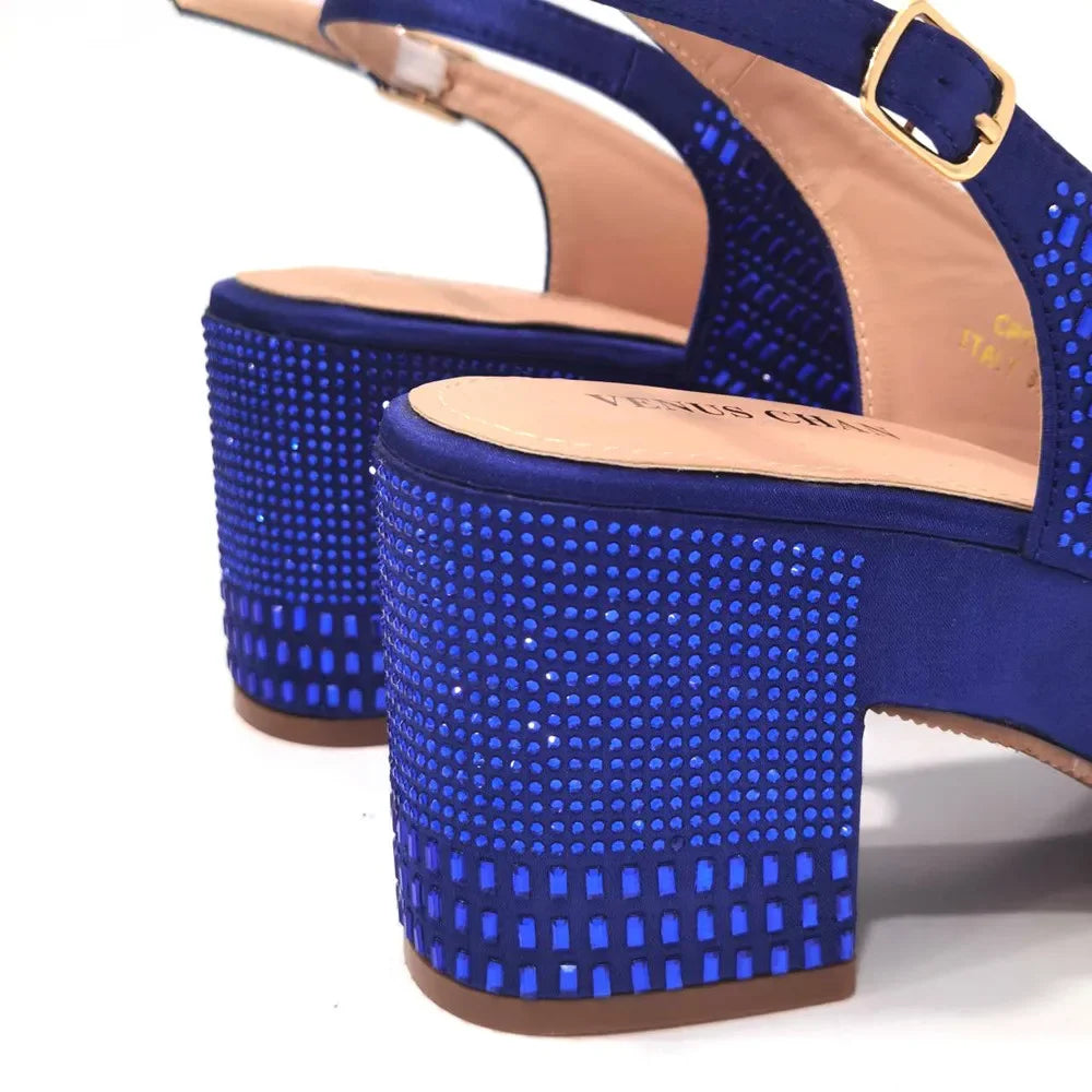 High Heels 2024 Women's Purple Luxury Designer Split Square Toe Rhinestone Wedding Shoes and Wedding Set