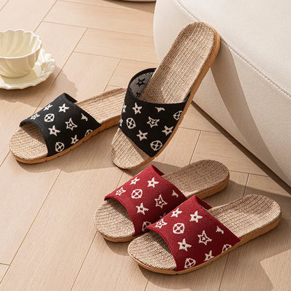Hemp Women's Slippers Home Spring Summer Luxury Designer Woman Shoes Flats Indoor Elegant Slides Fashion Soft Sole Lightweight