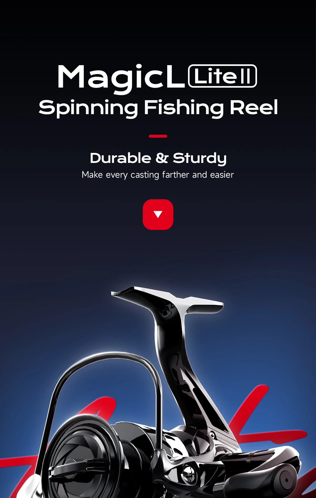 HANDING Lite Spinning Reel 5,2:1 Gear Ratio Black Spinning Reel 7kg Max Drag Spinning Reel 1000-6000Size 3+1 Ball Bearings