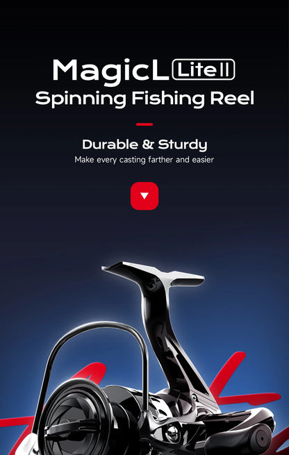HANDING Lite Spinning Reel 5,2:1 Gear Ratio Black Spinning Reel 7kg Max Drag Spinning Reel 1000-6000Size 3+1 Ball Bearings