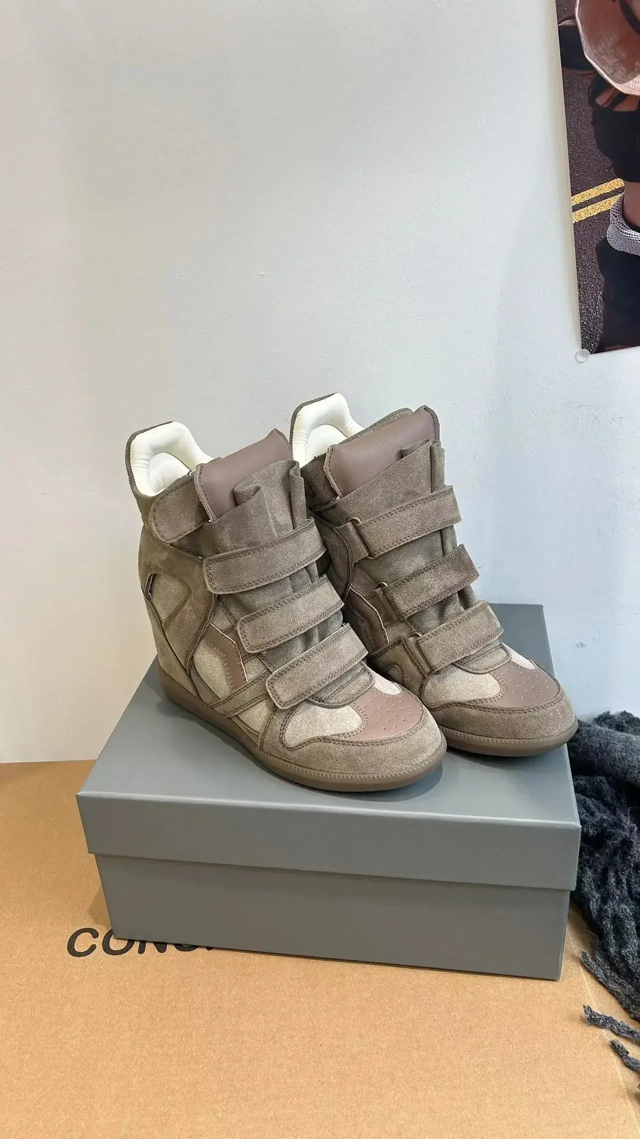 Women's Ankle Boots 2026 New Genuine Leather 8CM Hidden Heel Women Platform Sneakers Fashionable Splice Color Design Women Shoes